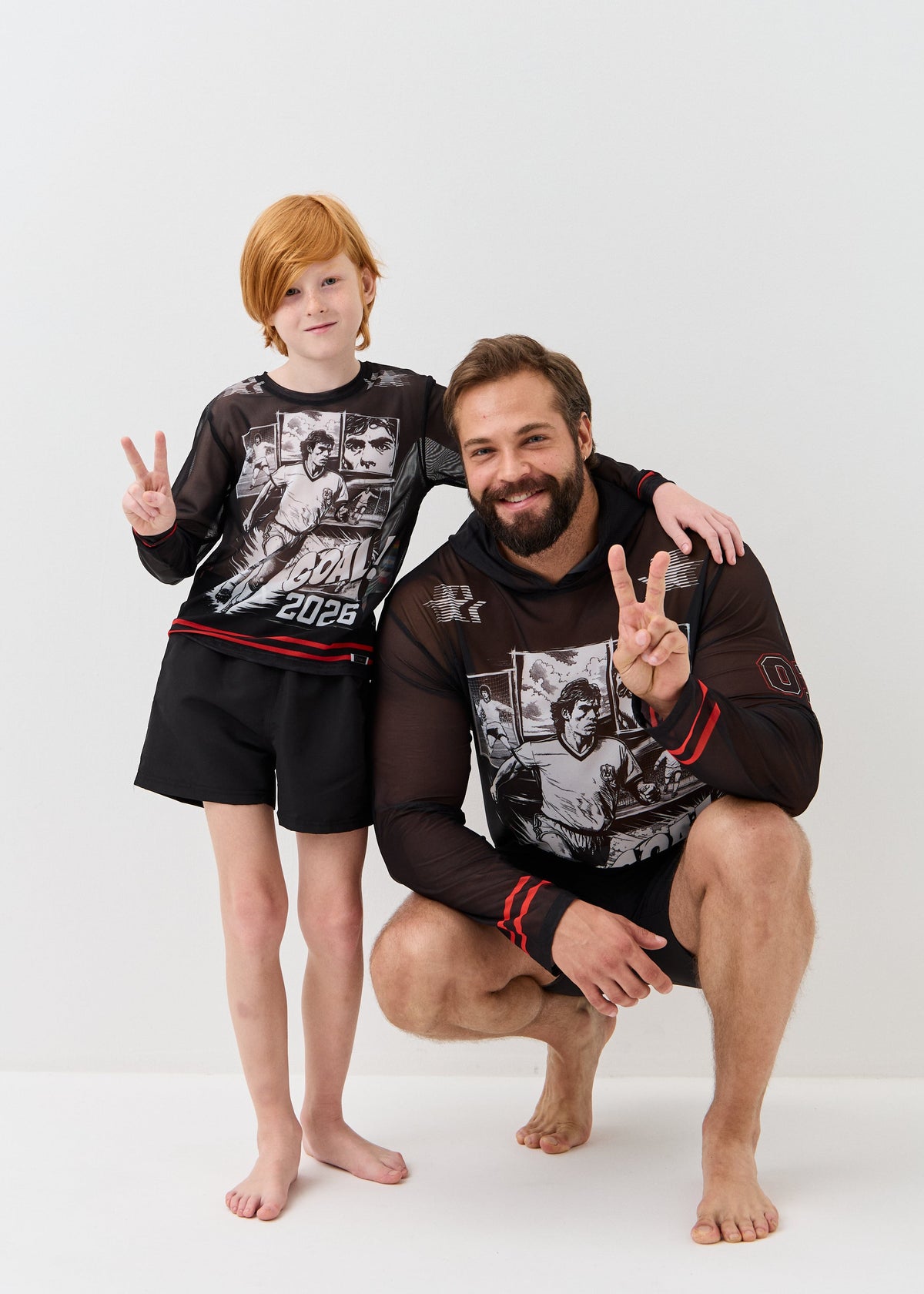 Goal Boys' Mesh Rash Guard – UPF 50 Long Sleeve Swim Shirt | Dad & Son Matching