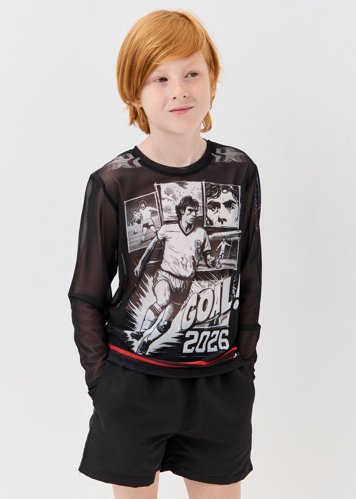 Goal Boys' Mesh Rash Guard – UPF 50 Long Sleeve Swim Shirt | Dad & Son Matching