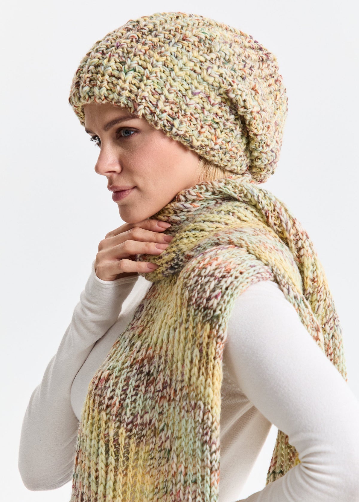 Oversized Double-Layer Wool Hat in Yellow