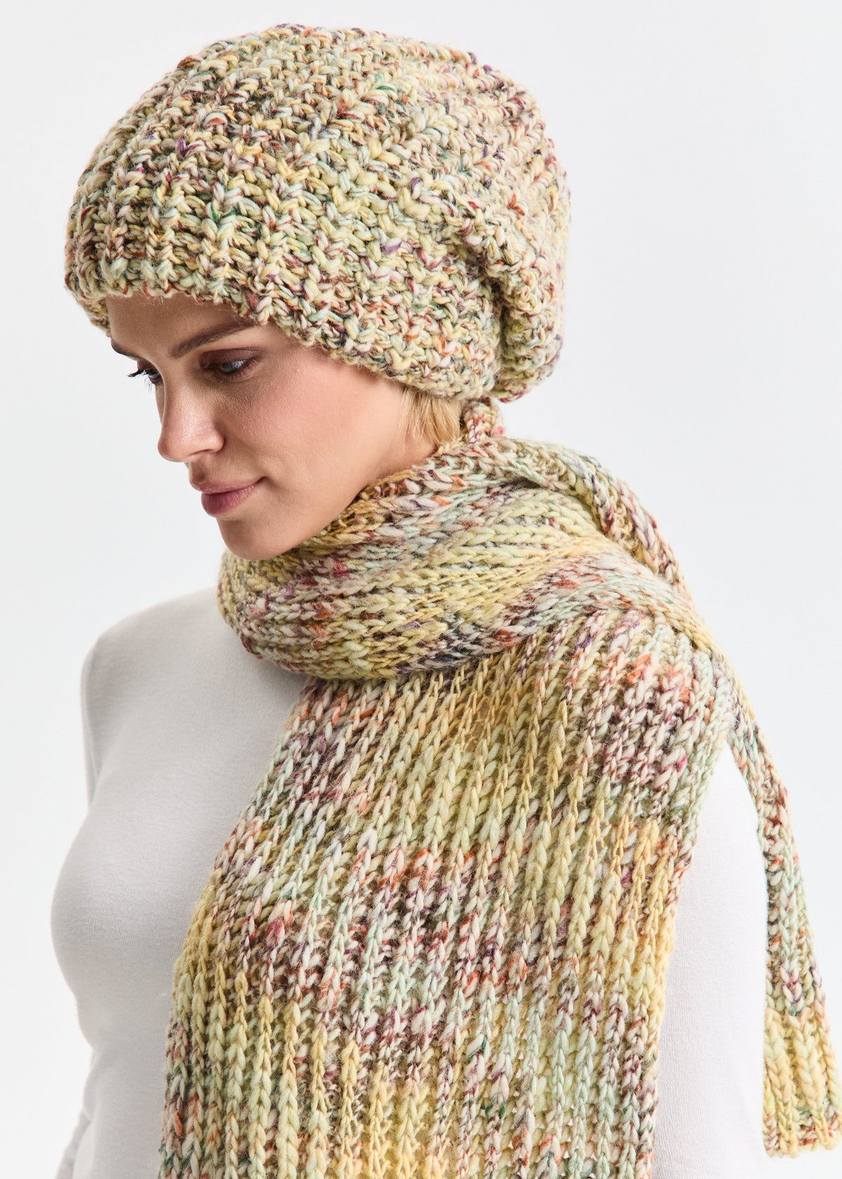 Oversized Double-Layer Wool Hat in Yellow