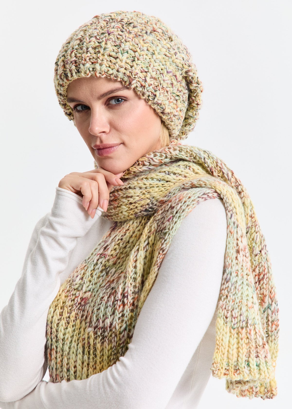 Oversized Double-Layer Wool Hat in Yellow