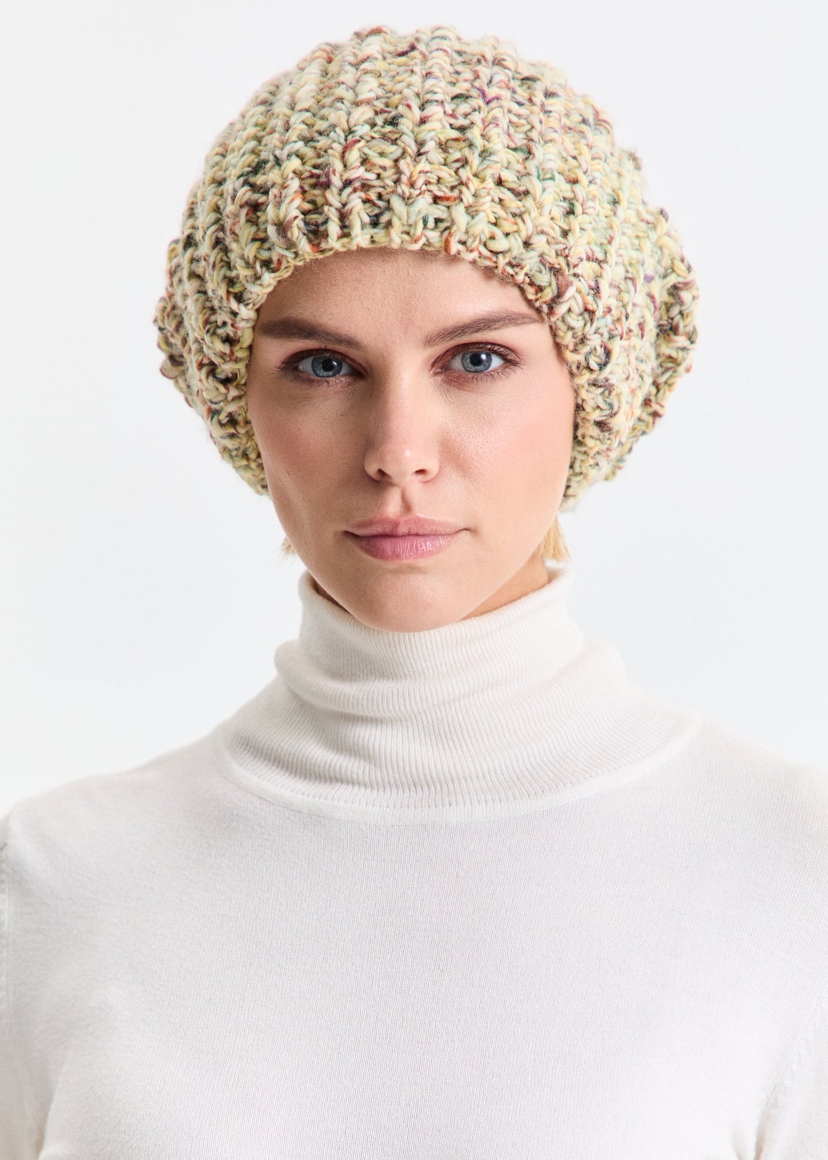 Oversized Double-Layer Wool Hat in Yellow