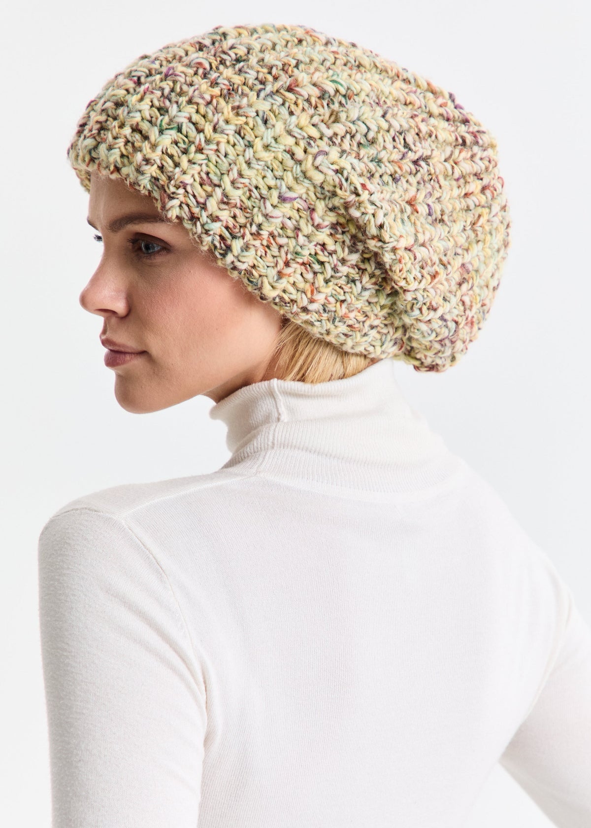 Oversized Double-Layer Wool Hat in Yellow