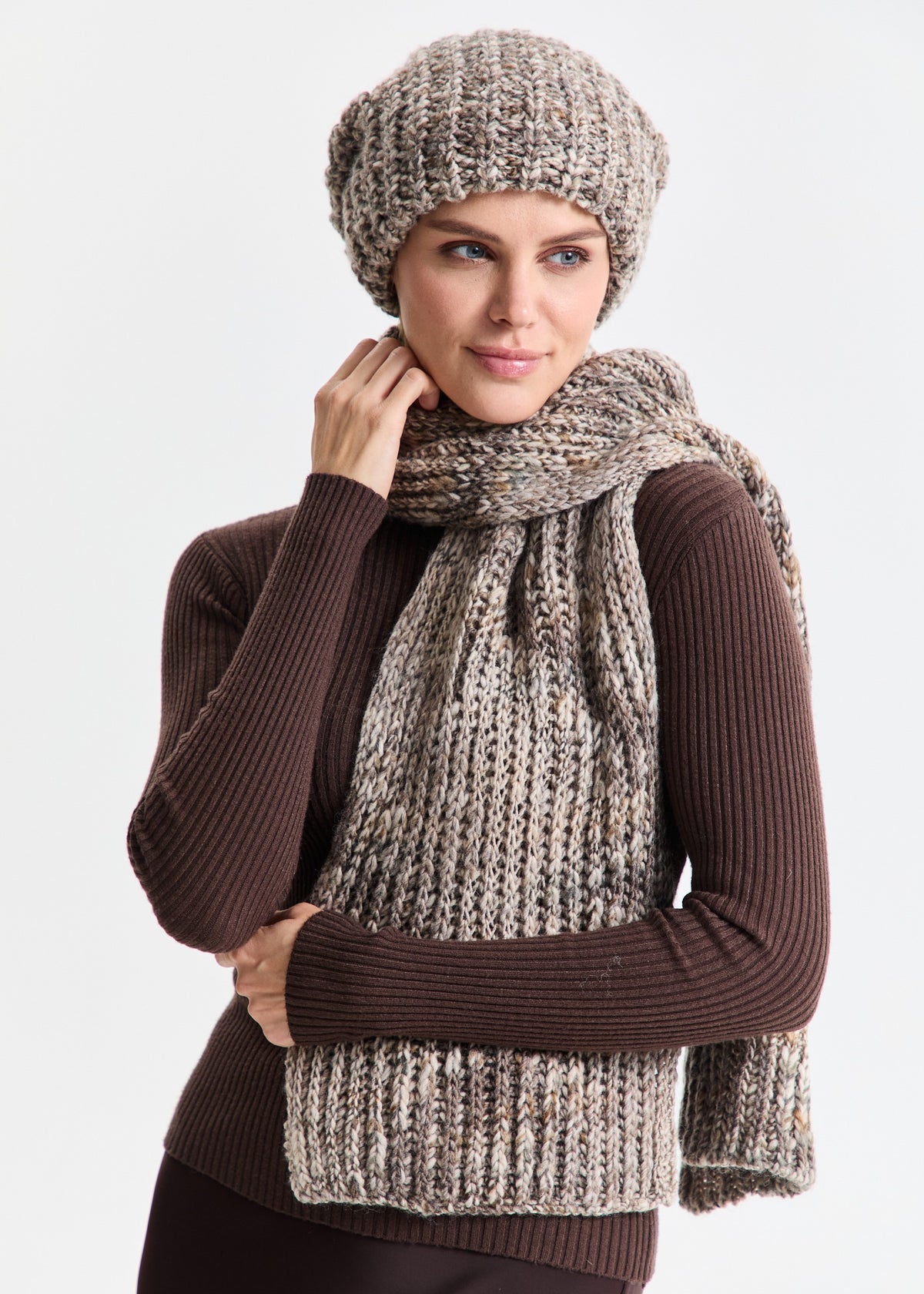 Oversized Double-Layer Wool Hat in Gray