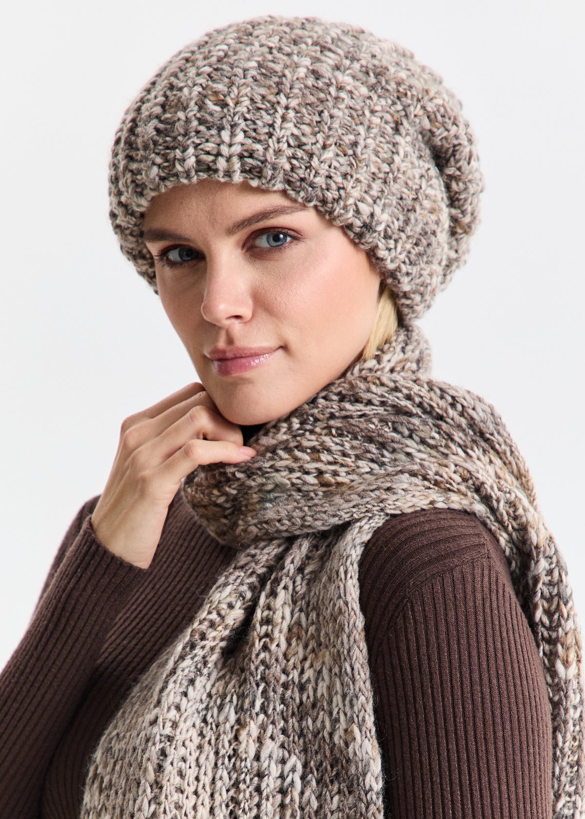 Oversized Double-Layer Wool Hat in Gray