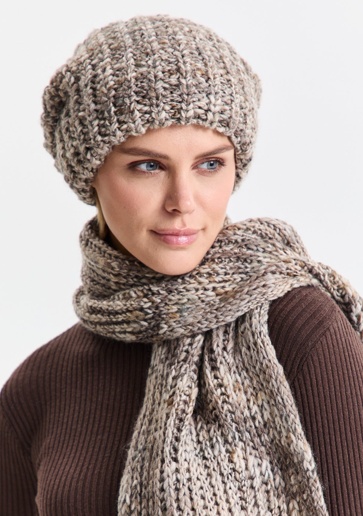 Oversized Double-Layer Wool Hat in Gray