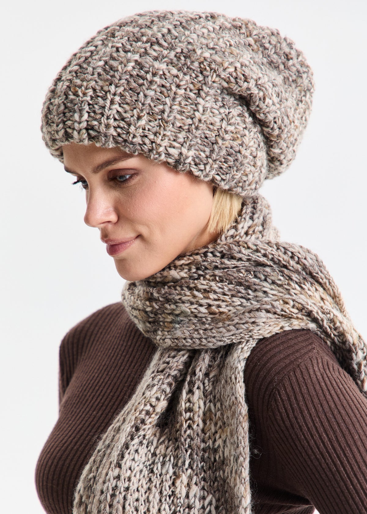 Oversized Double-Layer Wool Hat in Gray