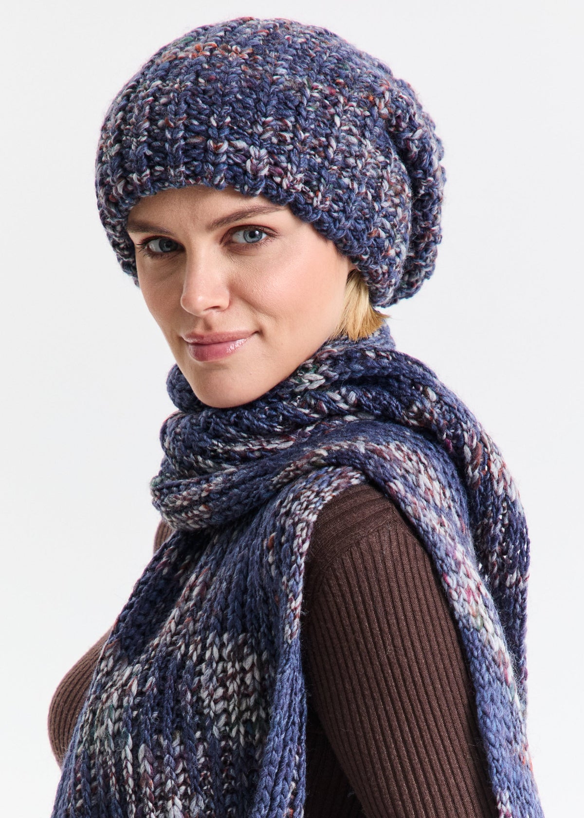 Oversized Double-Layer Wool Hat in Lavender