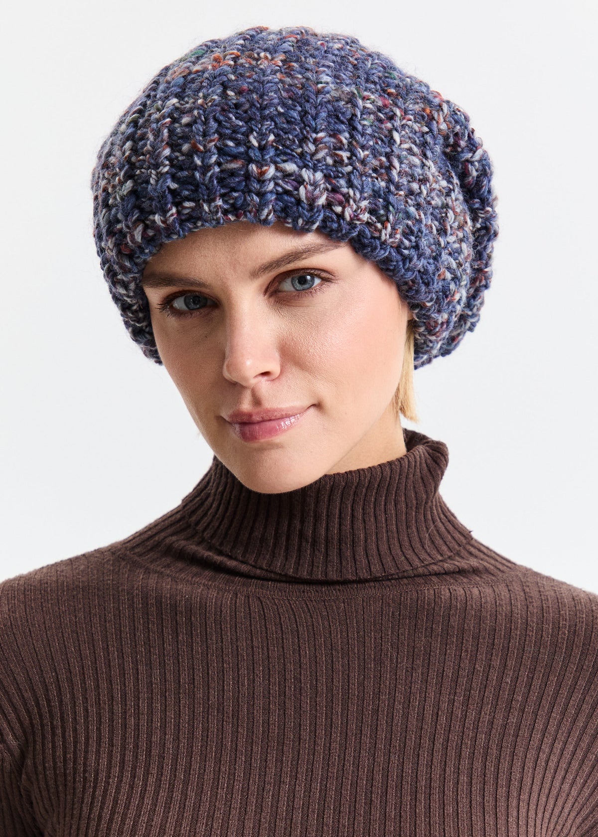 Oversized Double-Layer Wool Hat in Lavender