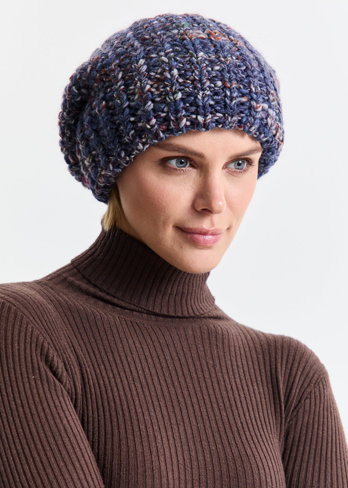 Oversized Double-Layer Wool Hat in Lavender