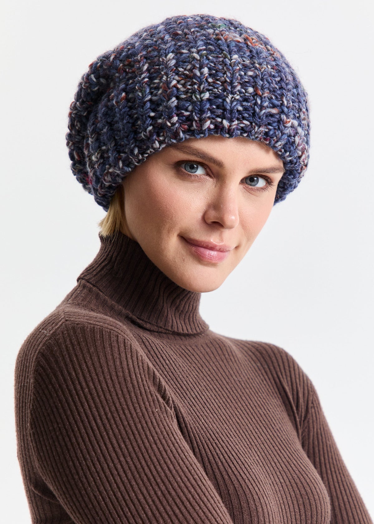 Oversized Double-Layer Wool Hat in Lavender