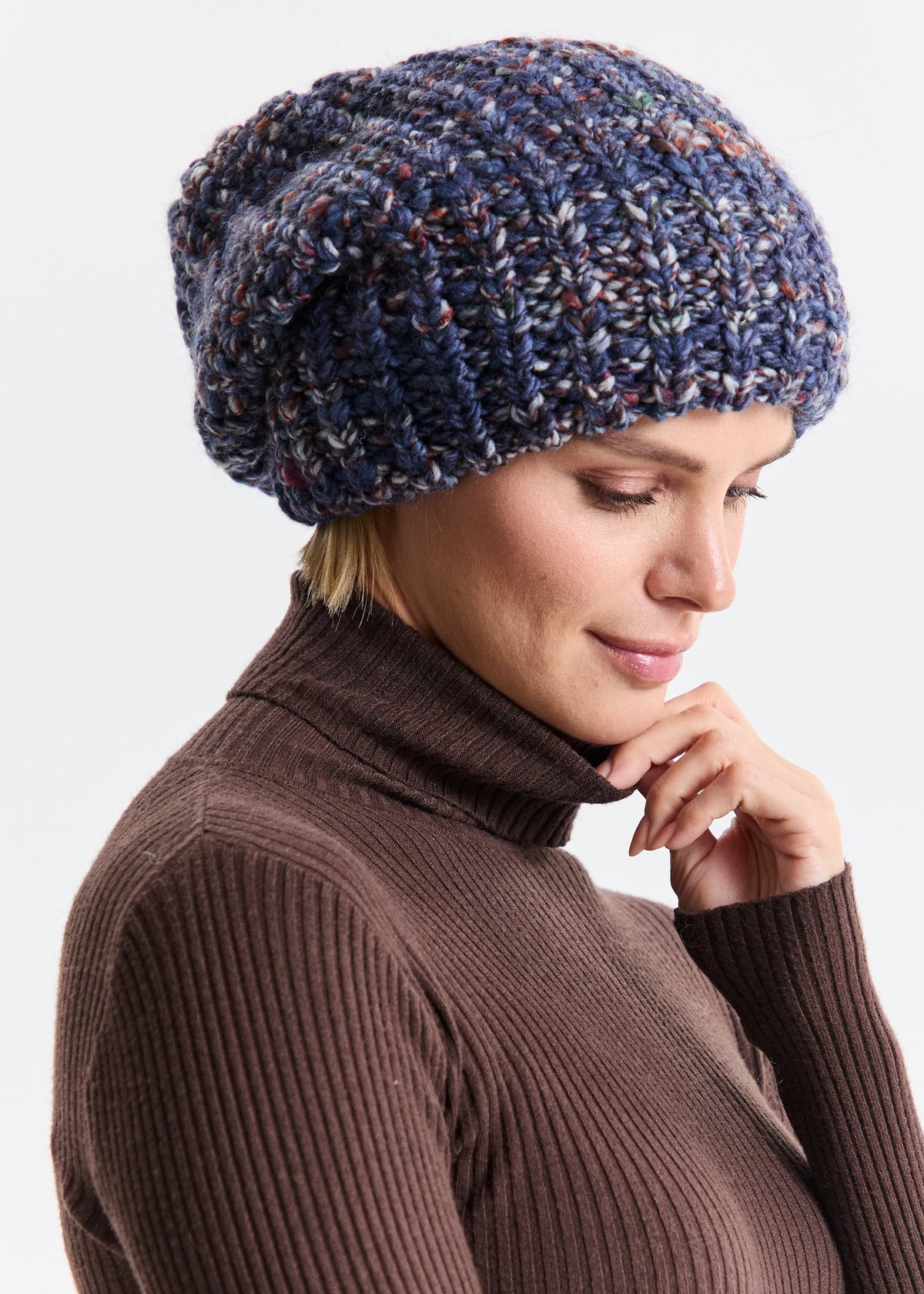 Oversized Double-Layer Wool Hat in Lavender