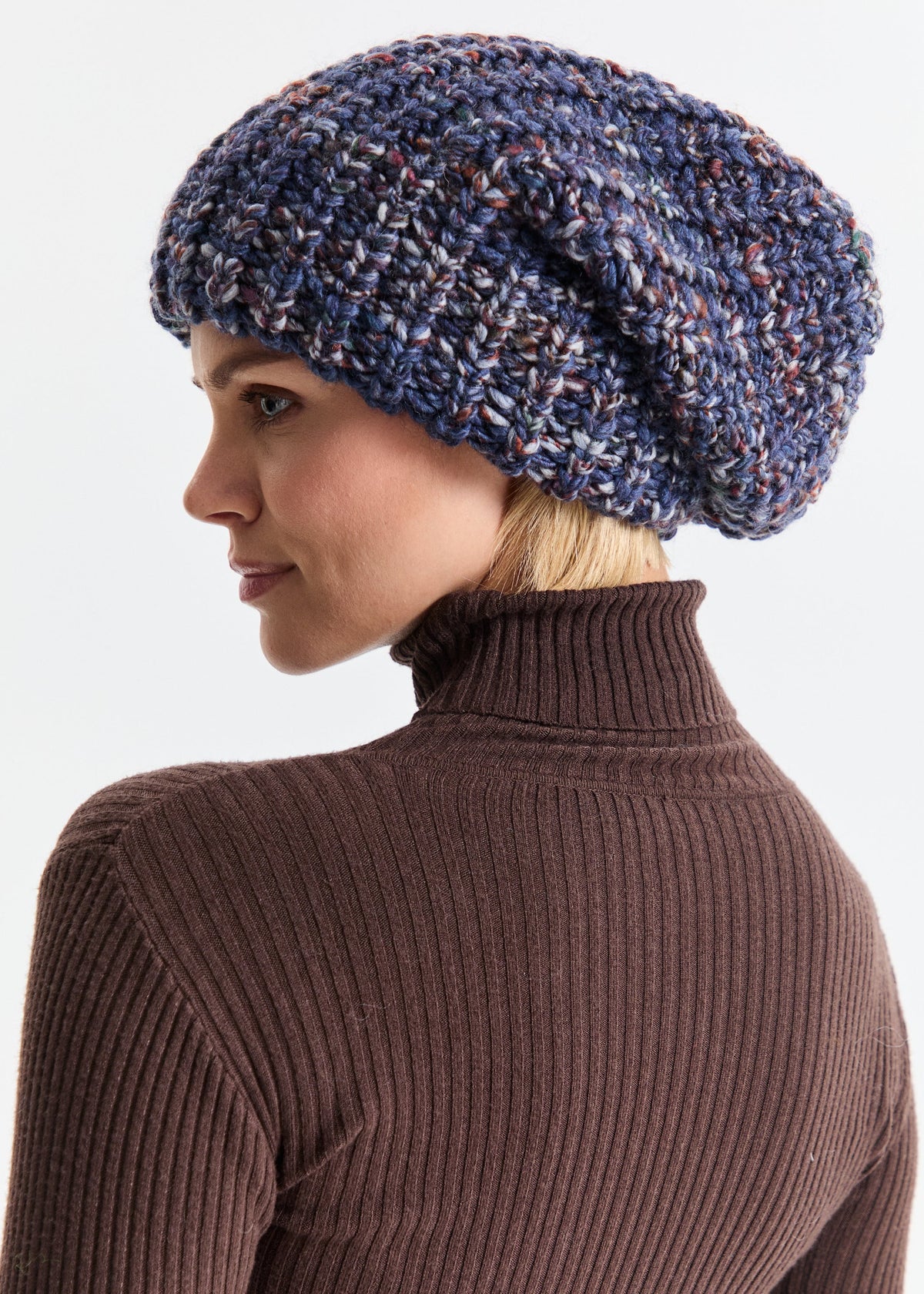 Oversized Double-Layer Wool Hat in Lavender