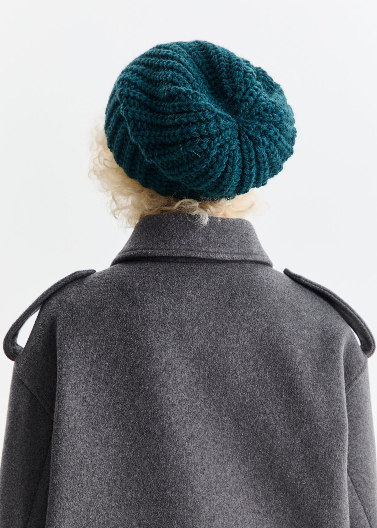 Oversized Double-Layer Wool Hat in Emerald
