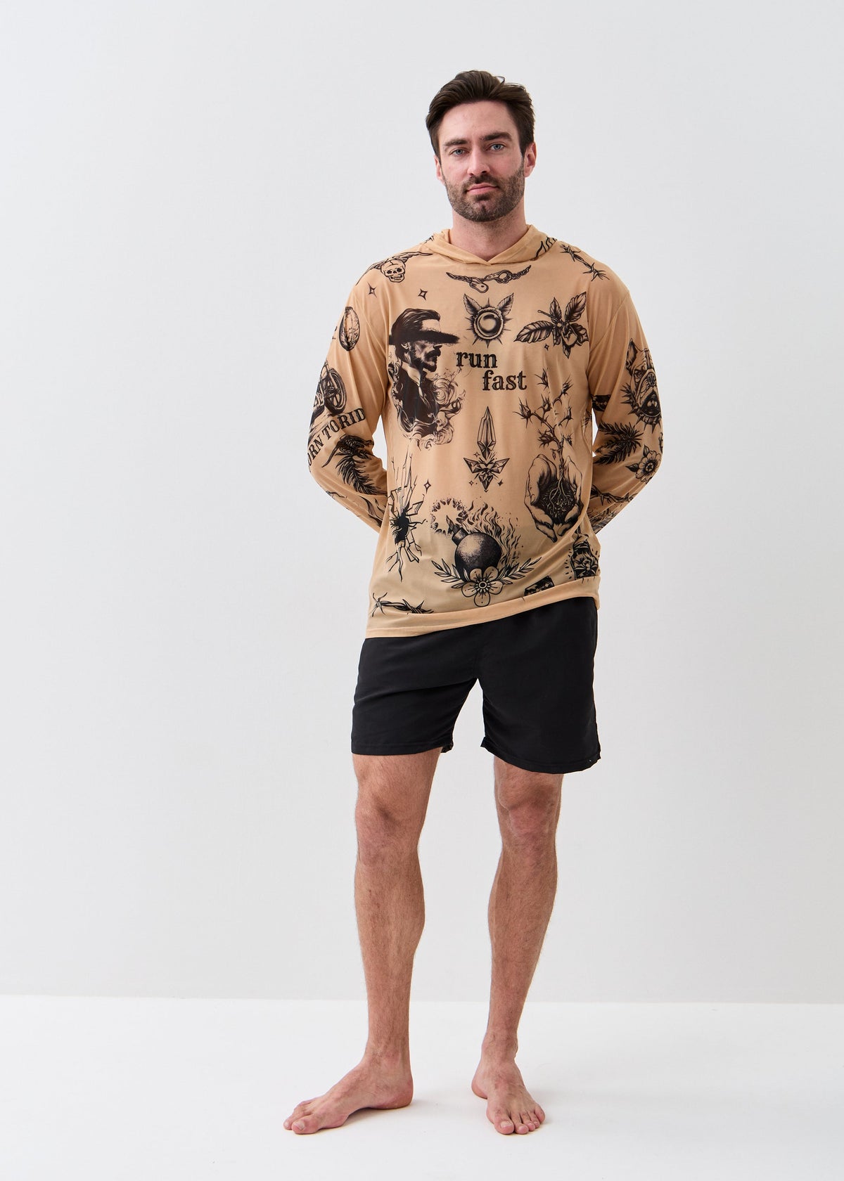 Biker Men's Mesh Rash Guard – SPF 50 Long Sleeve Swim Shirt - BRIKOLY