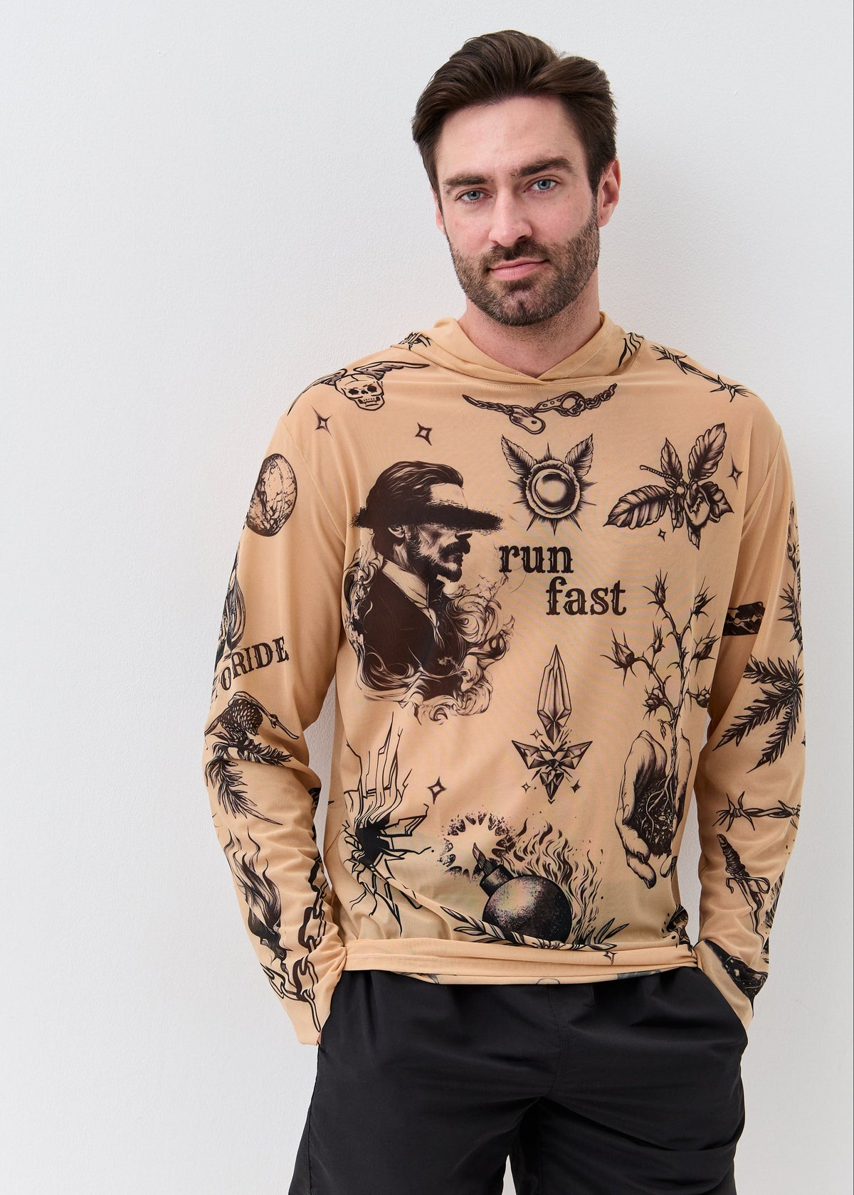 Biker Men's Mesh Rash Guard – SPF 50 Long Sleeve Swim Shirt - BRIKOLY