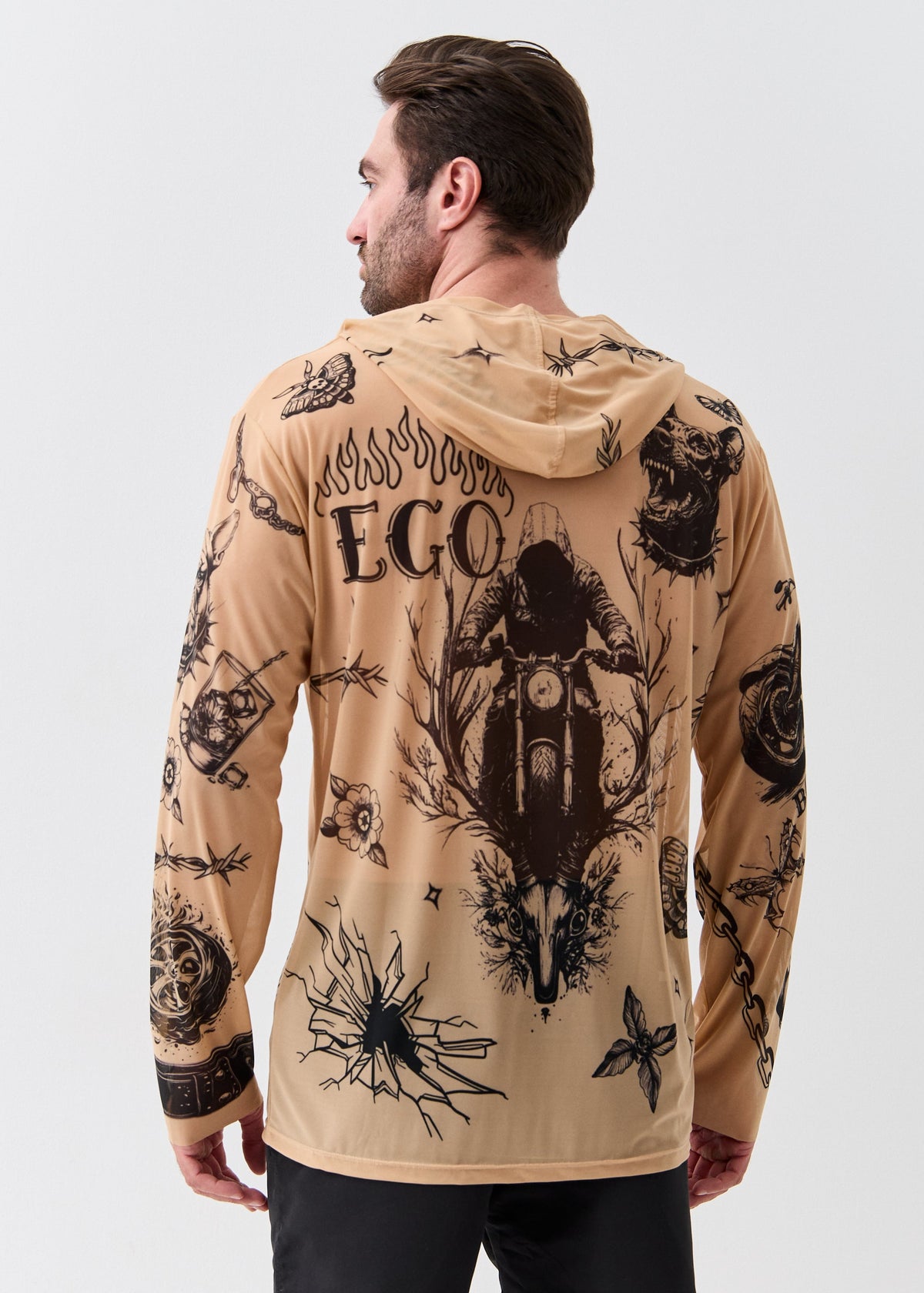 Biker Men's Mesh Rash Guard – SPF 50 Long Sleeve Swim Shirt - BRIKOLY