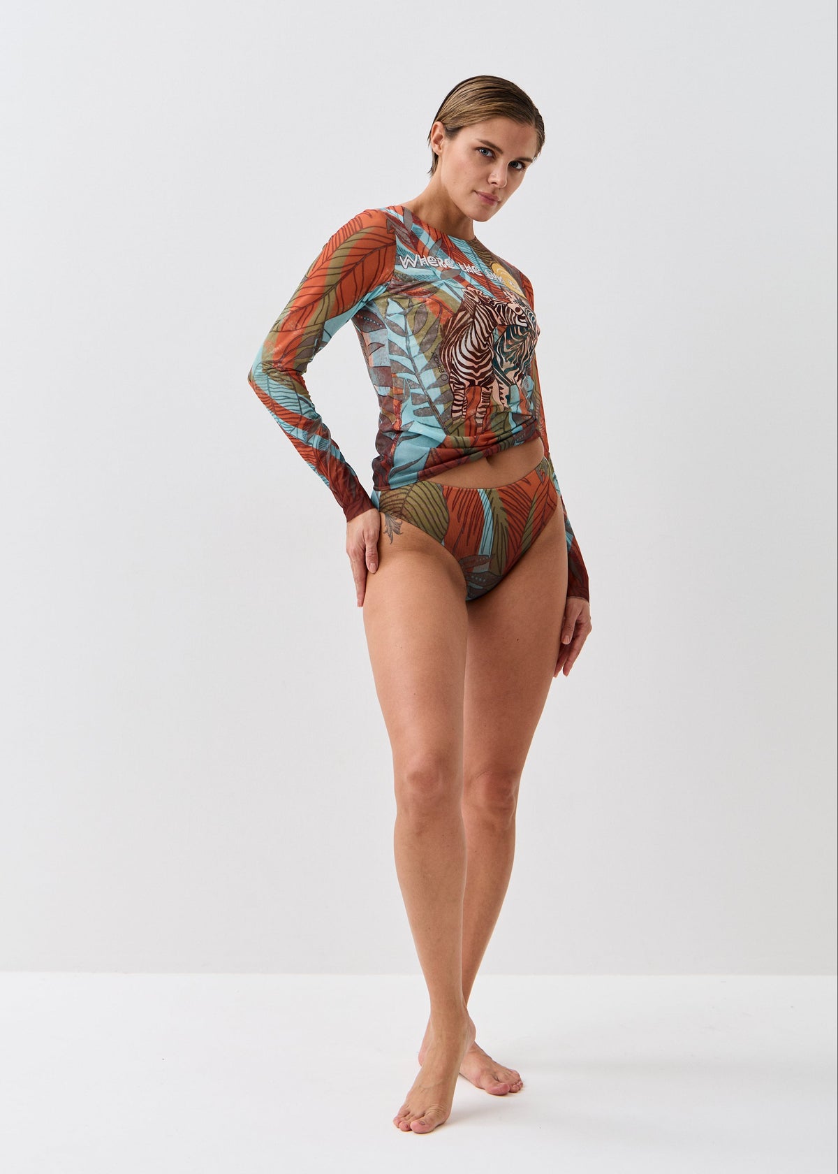 Zebra Mesh Swimsuit SPF50 – Long Sleeve Bikini Set for Safe Tan (на проверку) - BRIKOLY