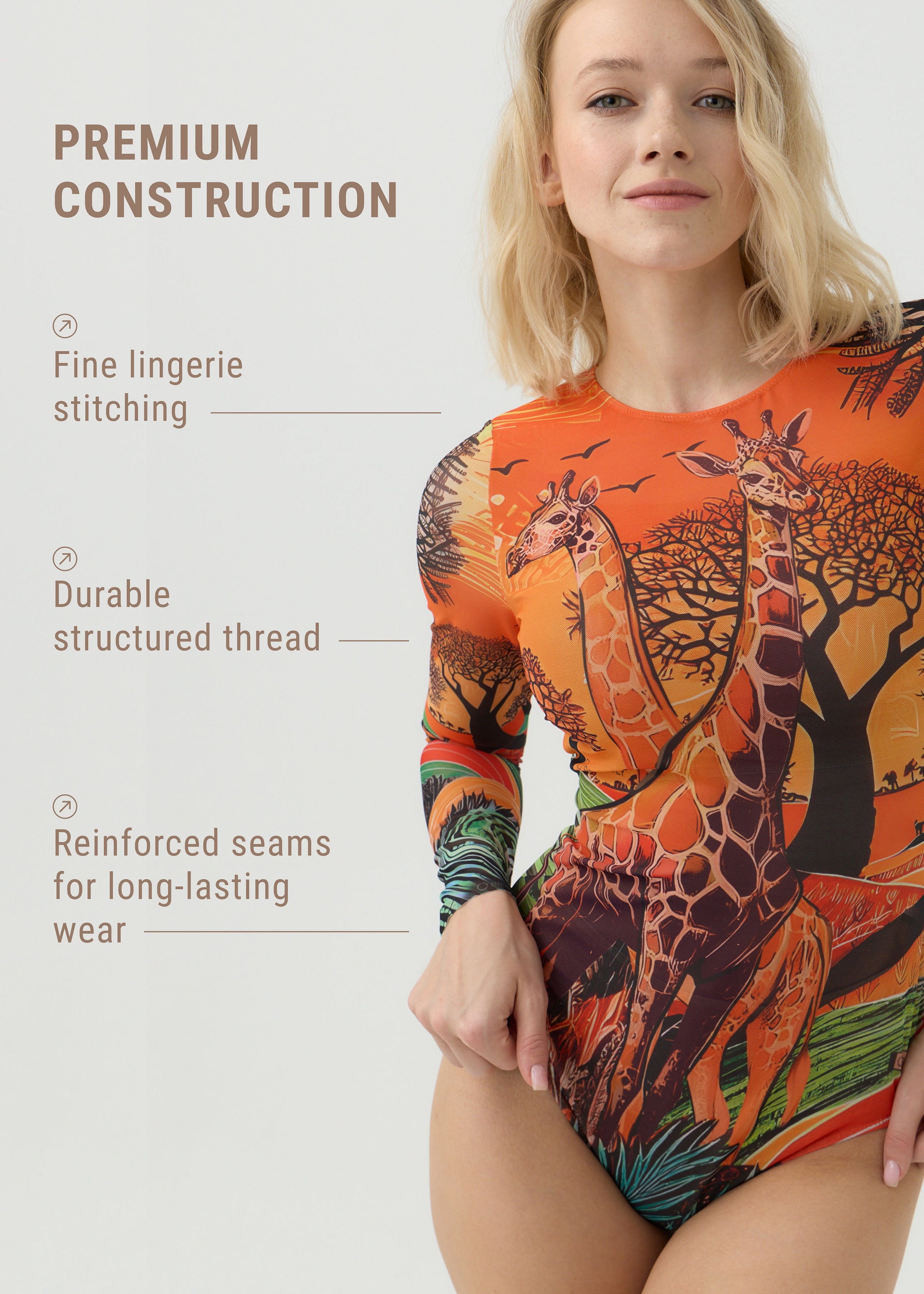 Giraffe Tattoo Swimsuit with SPF 50 Protection – Stylish Swimwear for Women - BRIKOLY
