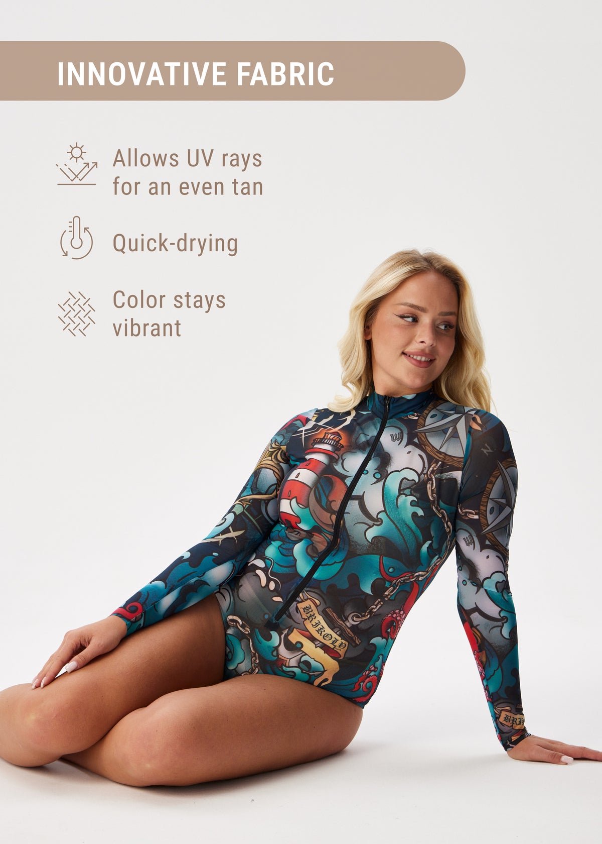 Octopus Smart Mesh Rashguard Swimsuit - No Tan Lines, UV Protection - BRIKOLY