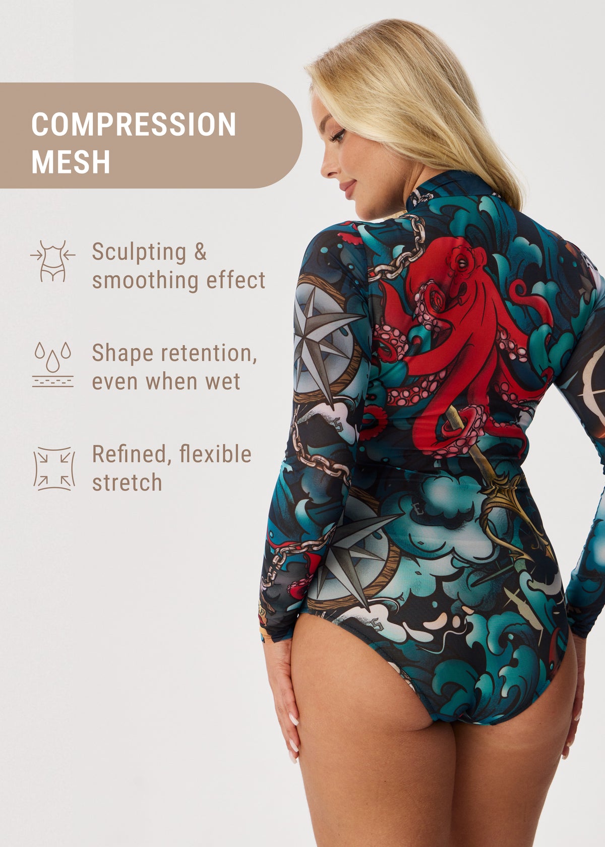 Octopus Smart Mesh Rashguard Swimsuit - No Tan Lines, UV Protection - BRIKOLY