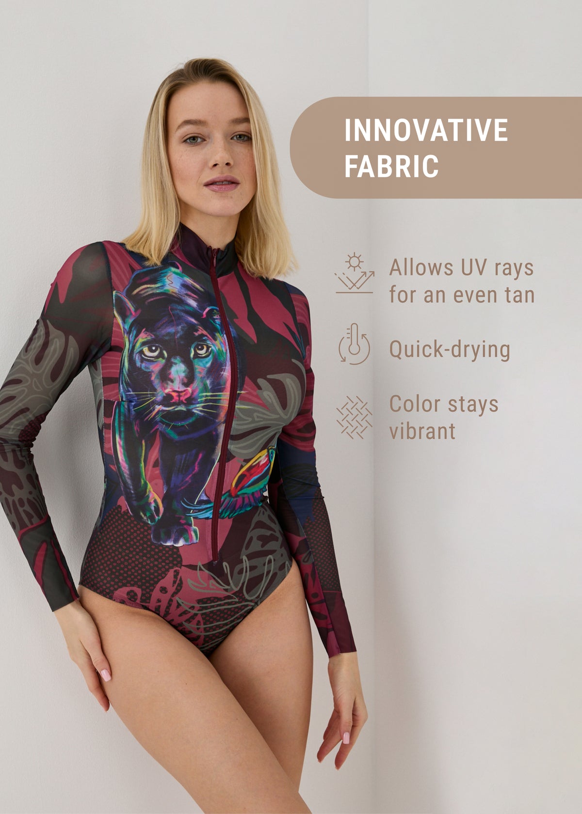 Panther Smart Mesh Rashguard Swimsuit - No Tan Lines, UV Protection - BRIKOLY