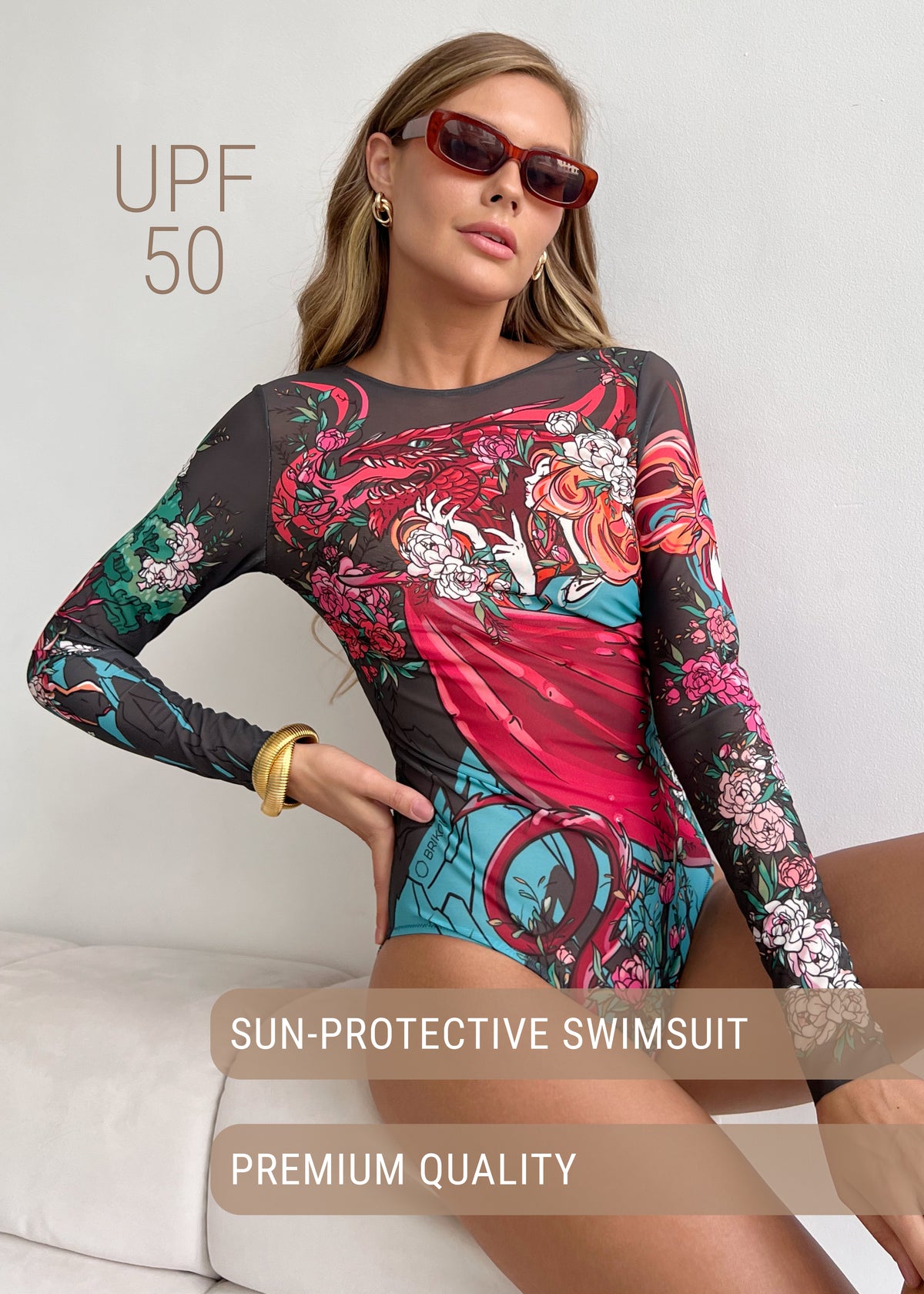 Dragon Tattoo Swimsuit with SPF 50 – Stylish Swimwear for Women