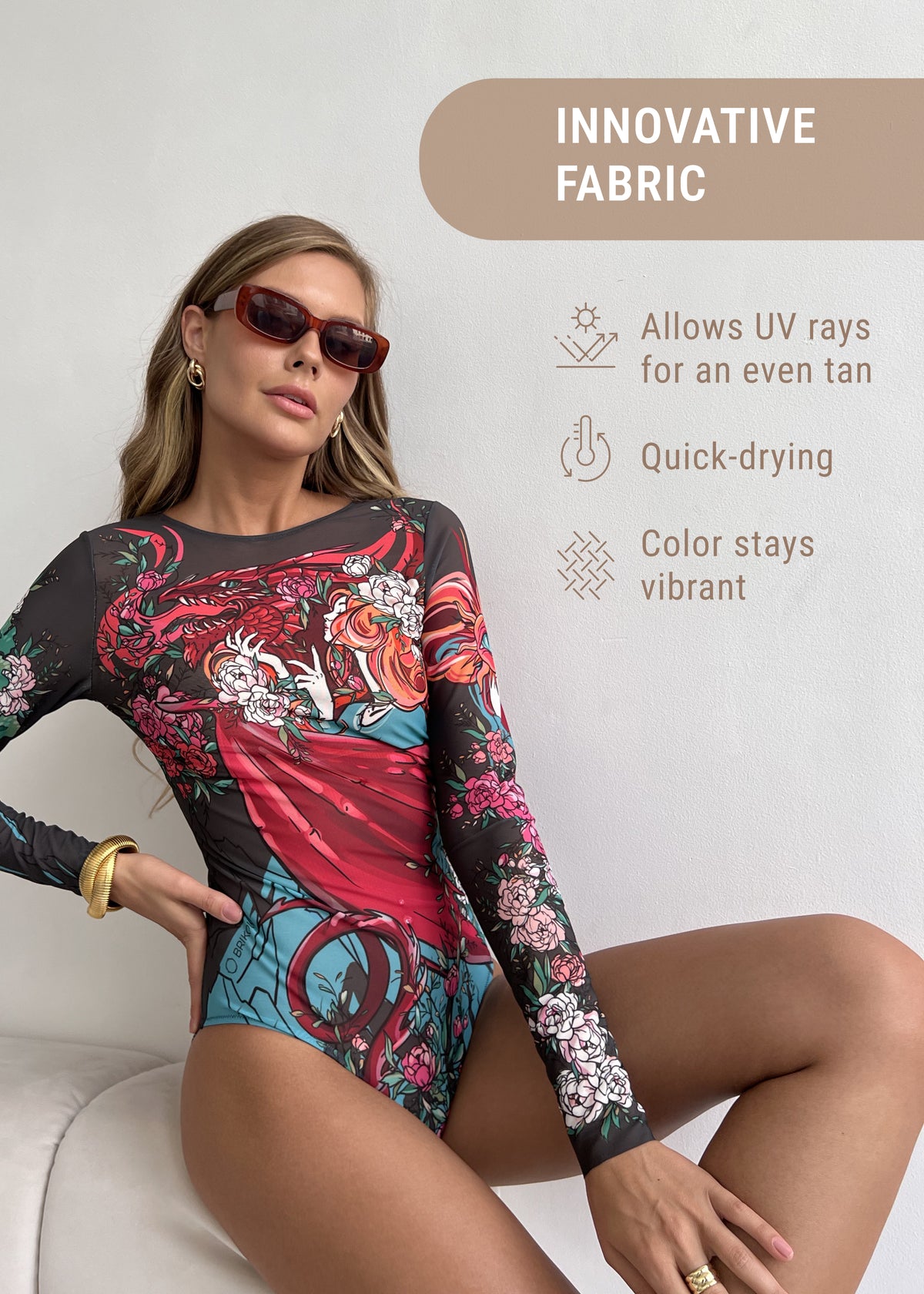 Dragon Tattoo Swimsuit with SPF 50 – Stylish Swimwear for Women