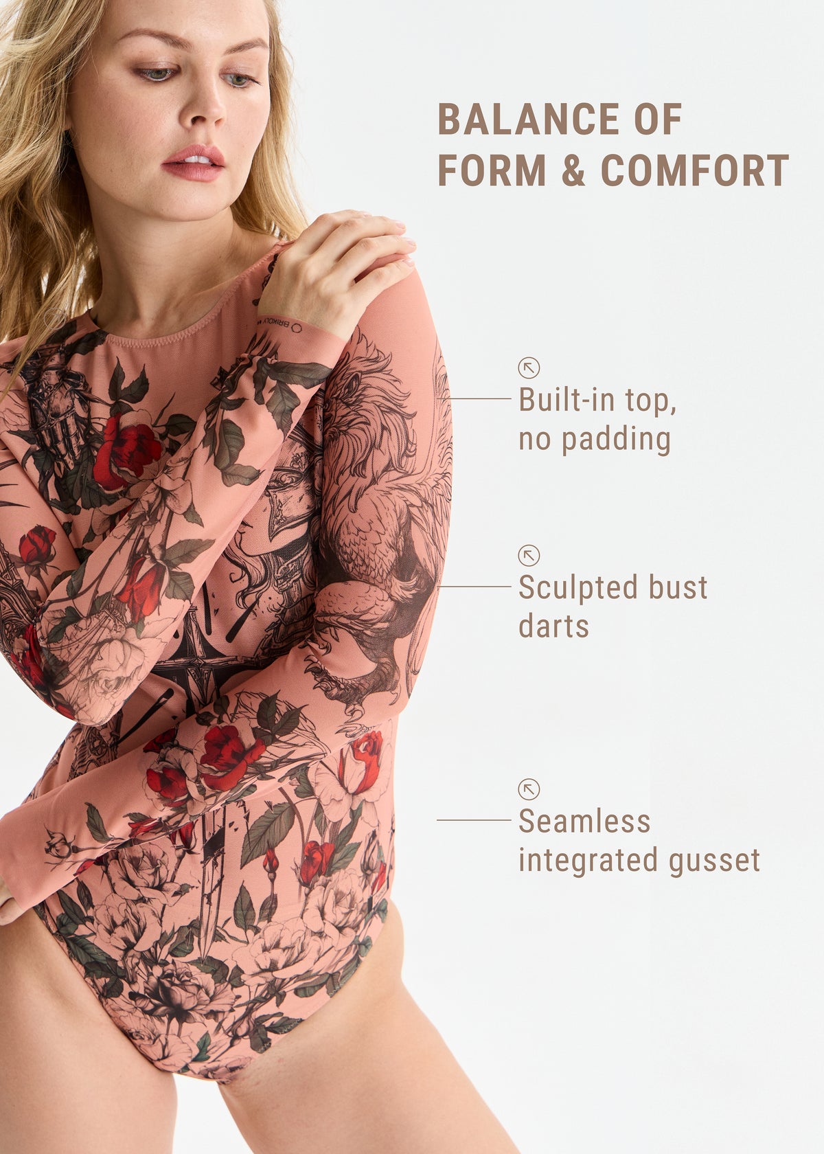 Medieval Tattoo Swimsuit with SPF 50 – Stylish Swimwear for Women - BRIKOLY