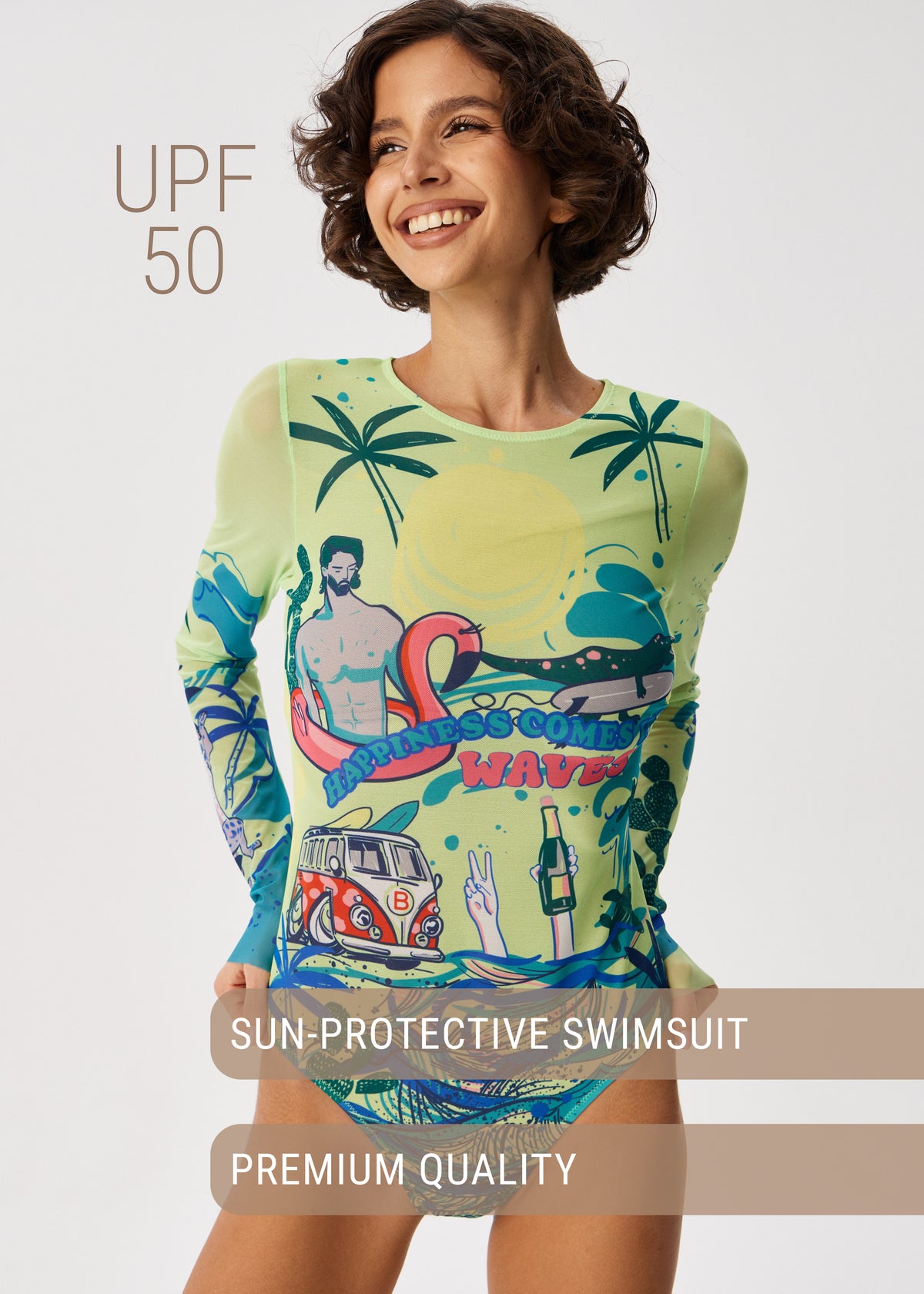 Surf Tattoo Swimsuit with SPF 50 – Stylish Swimwear for Women - BRIKOLY