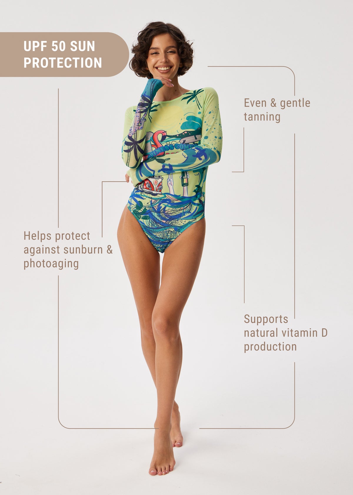 Surf Tattoo Swimsuit with SPF 50 – Stylish Swimwear for Women - BRIKOLY