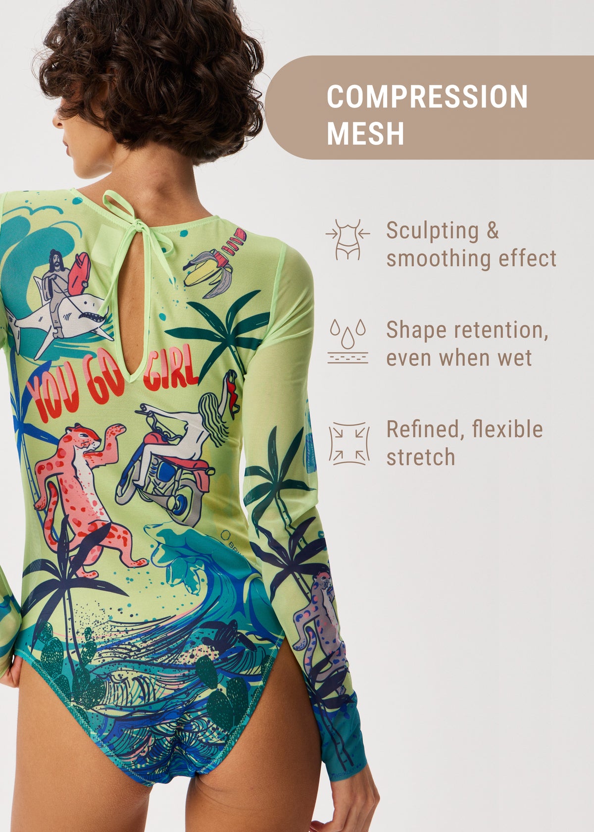 Surf Tattoo Swimsuit with SPF 50 – Stylish Swimwear for Women - BRIKOLY