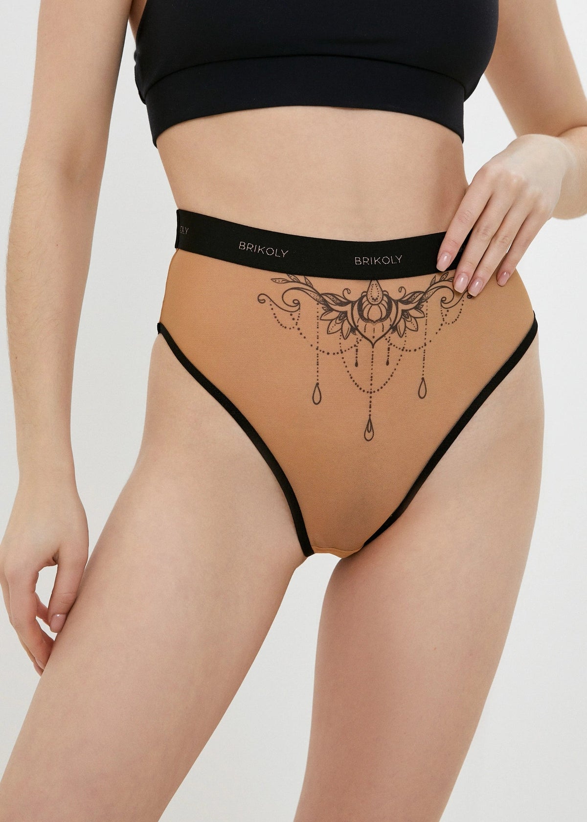 Chandelier High-Waisted Briefs – Soft Italian Mesh, Elegant & Comfortable - BRIKOLY