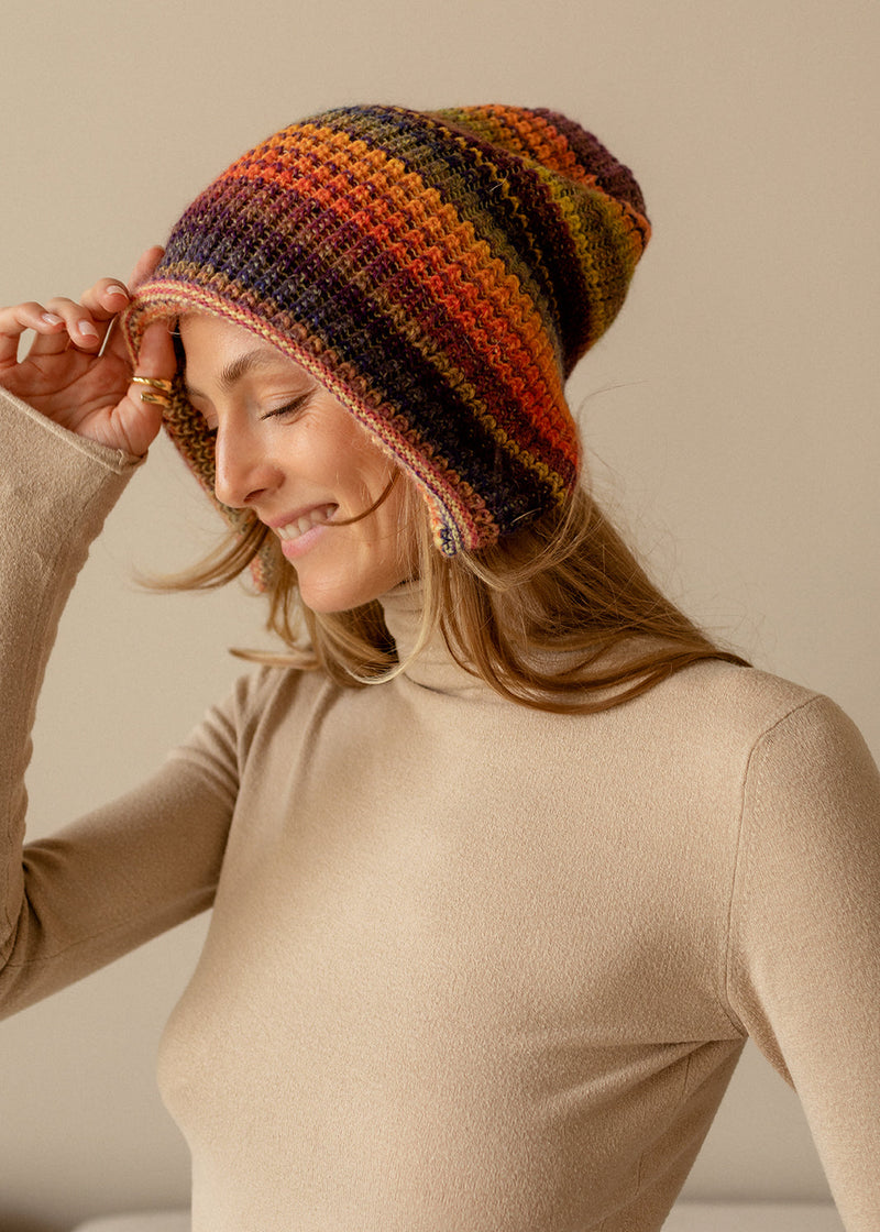Reversible Wool Beanie Rainbow Lisse - Double-Sided Warm Hat