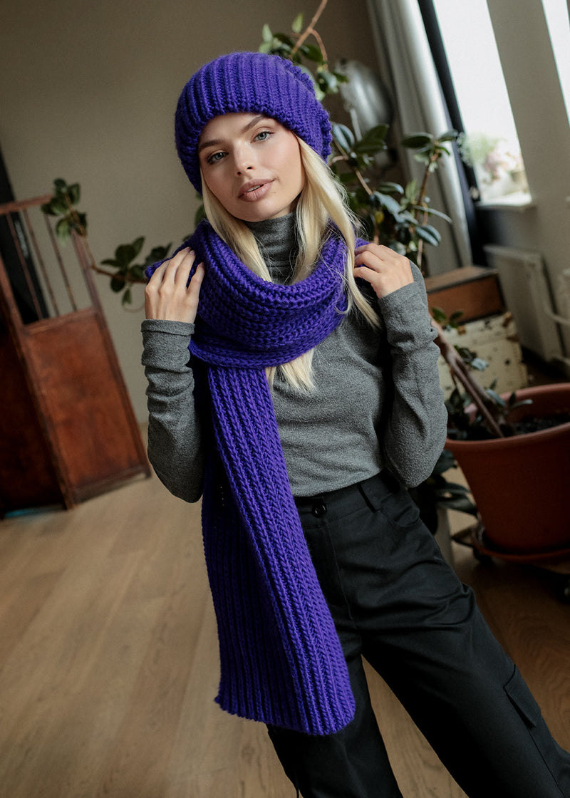 Oversized Double-Layer Wool Hat in Lavender