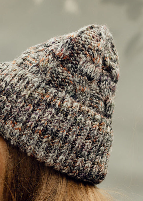 Tokyo Knit Beanie with Cuff – Chunky Multicolor Wool Hat in Grey - BRIKOLY