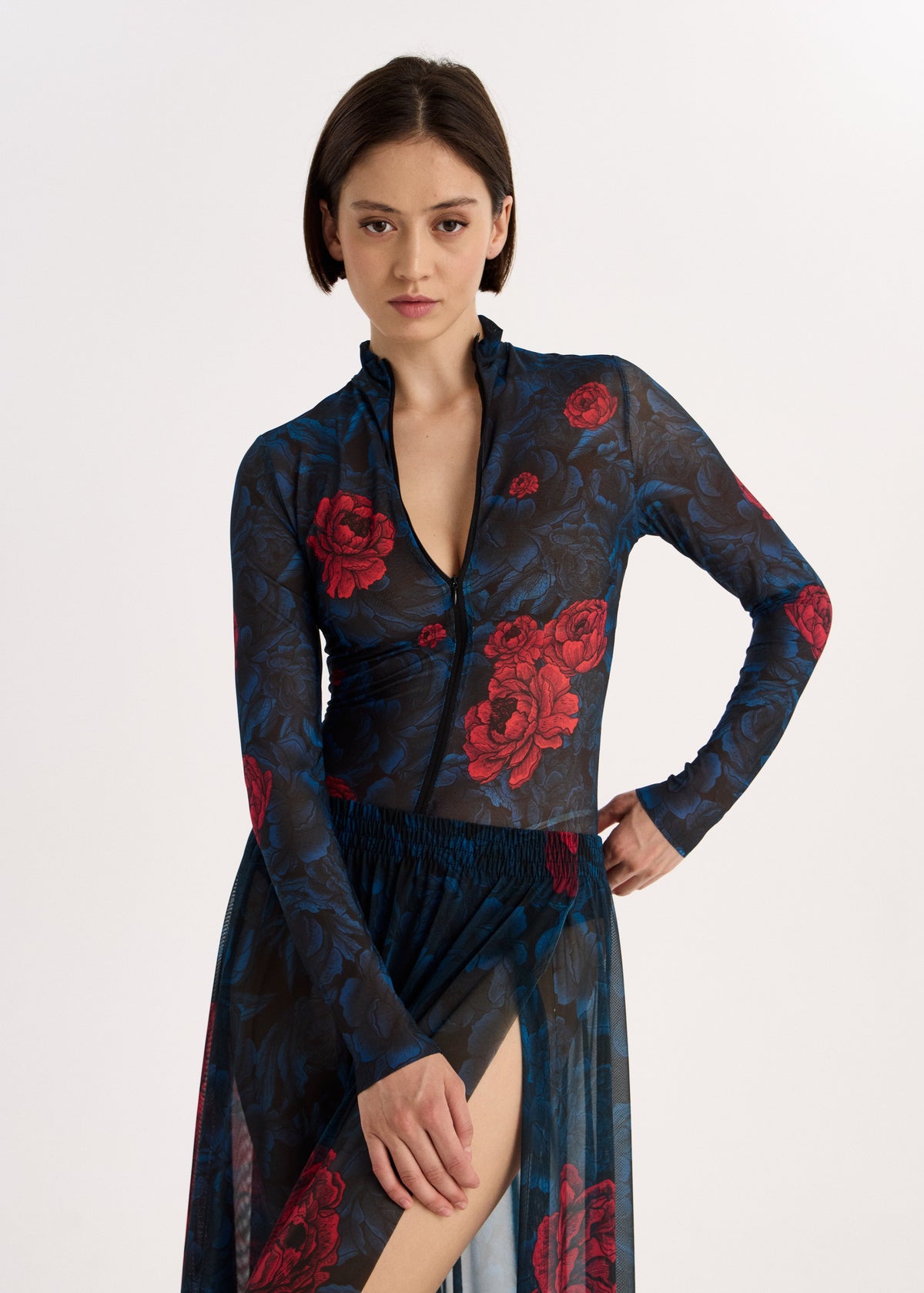 Peony Sheer Mesh Maxi Skirt – Sun-Protective Beachwear Cover-Up