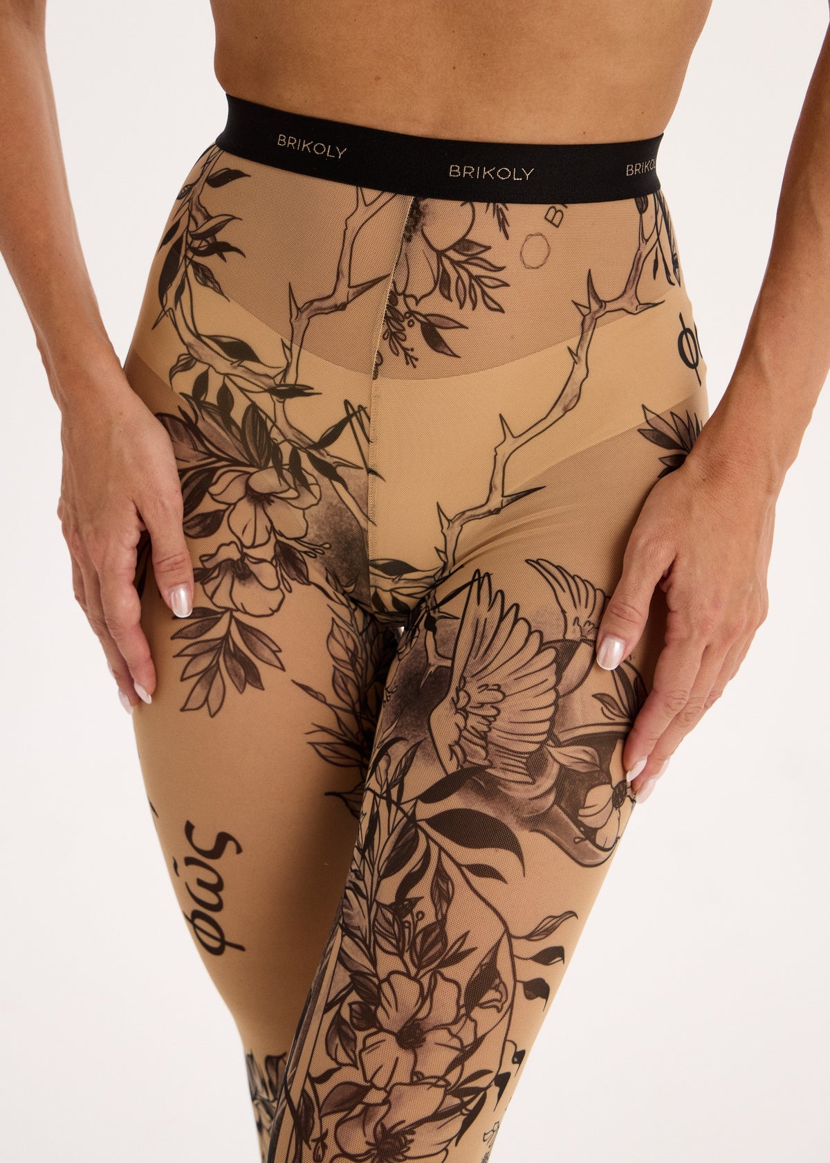 Antik Sheer Mesh Tattoo Effect Leggings for Women