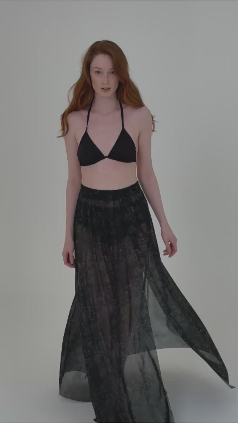 Corals Sheer Mesh Maxi Skirt – Sun-Protective Beachwear Cover-Up