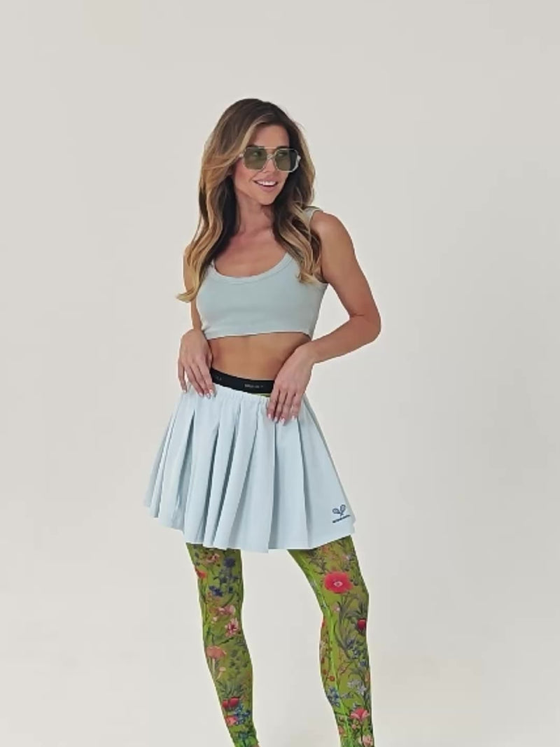 Sheer Green Mesh Floral Leggings for Women