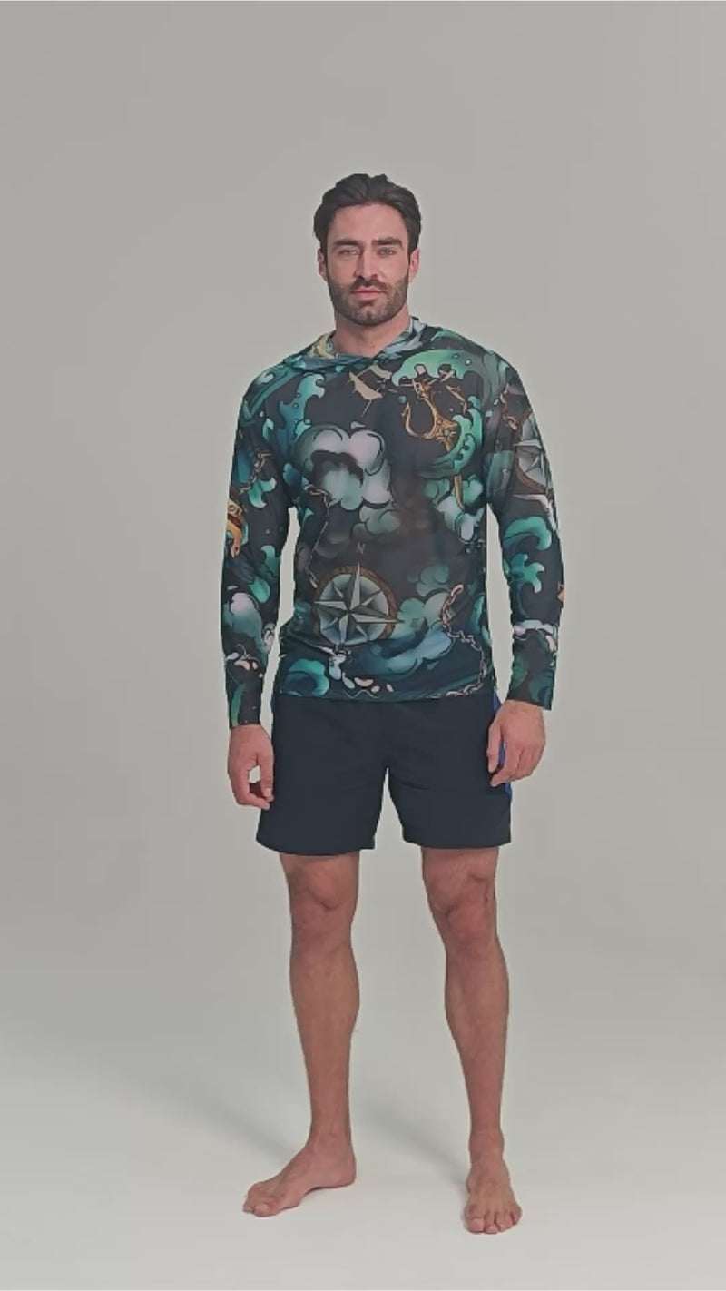 Octopus Men's Mesh Rash Guard – SPF 50 Long Sleeve Swim Shirt