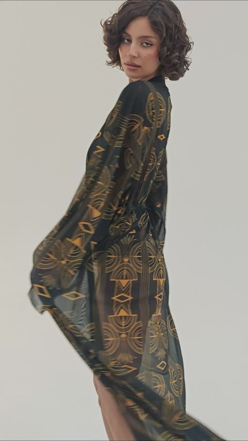 Cleopatra Sheer Maxi Beach Cover-Up – Elegance Meets Effortless Style