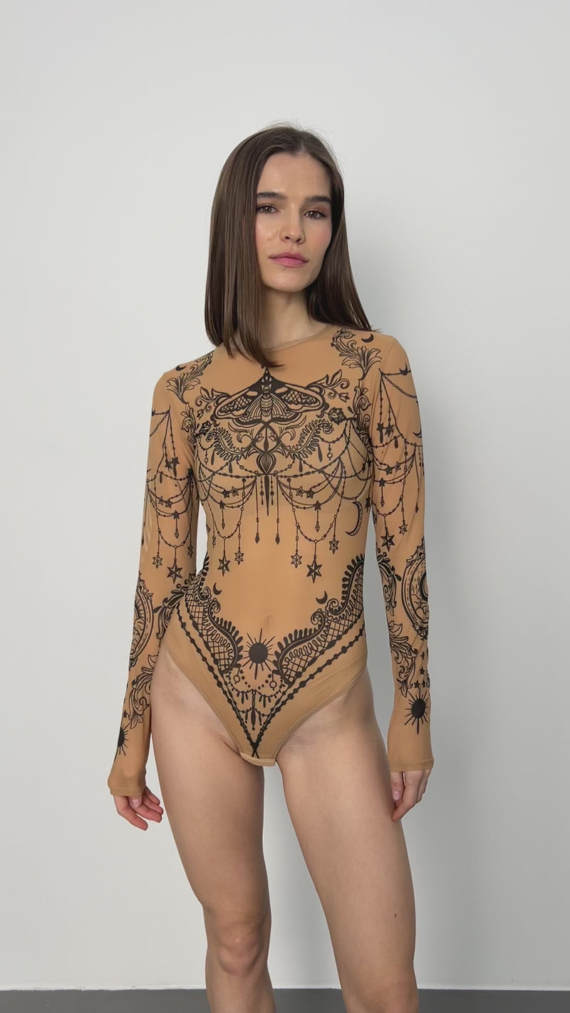 Fly Long Sleeve Bodysuit for Women – Unique Tattoo Design